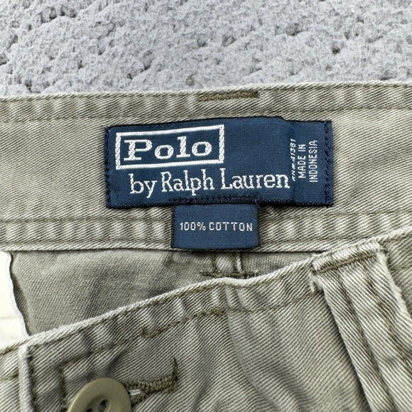 Polo Ralph Lauren Cargo Shorts Men 34x10 Khaki Safari Blue Label Worn Faders - Picture 2 of 16